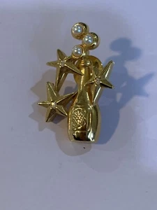 Spilla gioiello vintage tono oro Avon spilla bottiglia champagne strass perle finte - Foto 1 di 3