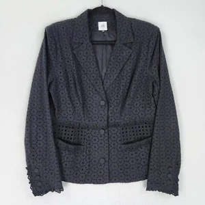 Cabi Blazer Jacket Womens 6 Black Flamenco Eyelet Lightweight Business Casual - Picture 1 of 13