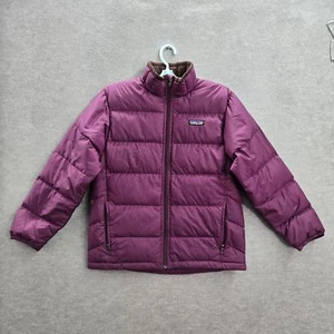 Patagonia Girl Jacket L Purple Puffer Down Ripstop Logo Zipper - Picture 1 of 11