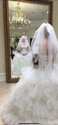 $9,000 Vestido de Novia Personalizado Mónica’s Bridal Blanco Tul Corsé M Princesa Foto 1 de 4
