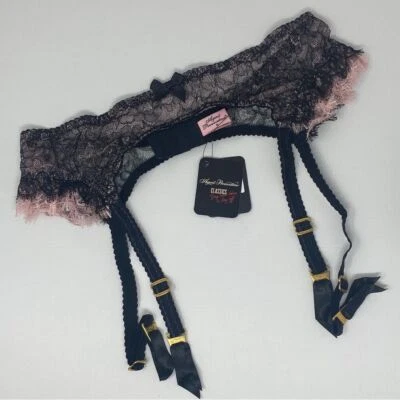 Tirantes Agent Provocateur Ariel Negro Rosa AP4 Grande Nuevo con Etiquetas $190 Foto 1 de 4