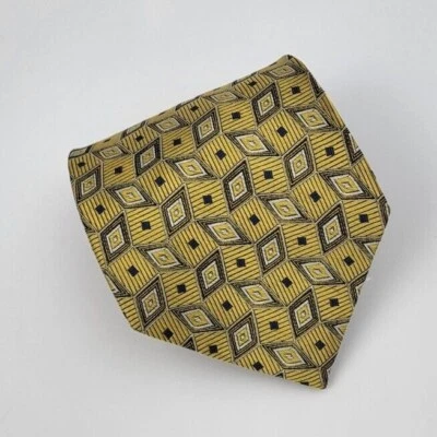 Meeting Street Silk Tie Gold Black Gray Geometric Men Necktie 58 x 3.7/8 - Image 1 of 4