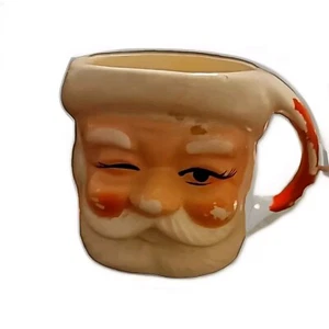 Vintage Christmas Santa Claus Face Mug Cup Ceramic - Some Chipped Paint - Picture 1 of 5