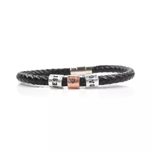 Pulsera de cuero Best Dad con anillos estampados a mano - entrega gratuita - Imagen 1 de 6
