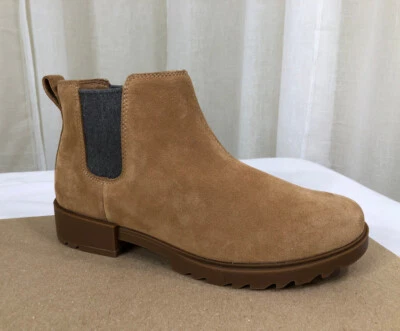 NEW SOREL Womens Emelie II Waterproof Suede Chelsea Boot US 9/40 Tawny Buff/Gum - Image 1 of 4