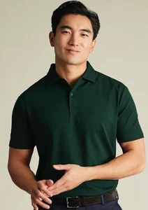 CHARLES TYRWHITT Hombre SMART PIQUÉ POLO, VERDE OSCURO, TALLA PEQUEÑA, NUEVO - Imagen 1 de 6