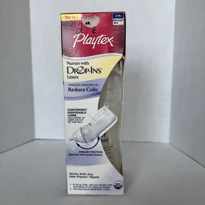 Новый с Ярлыками Playtex Nurser бутылочка с вкладышами 8-10 унций средний 3 месяца Baby колики - Изображение 1 из 4