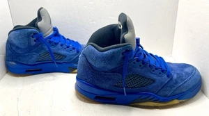 Air Jordan 5 Retro Blue Suede Shoes Sneakers 136027-401 Men’s Size 9.5 - Picture 1 of 11