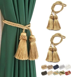 Curtain Tiebacks Handmade Decorative Curtain Holdbacks Rope with Tas - Picture 1 of 4