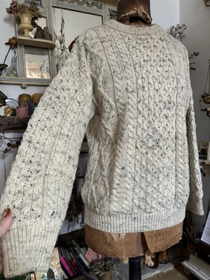 Vintage 1970s Celtic Country Chunky Aran Cable Knitted Fisherman Wool Jumper S M - Image 1 of 4