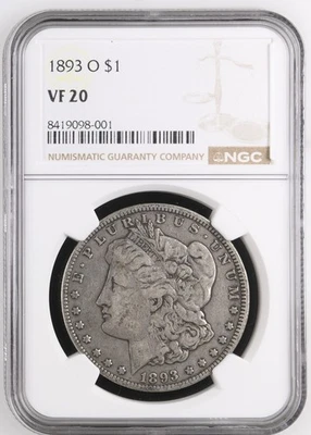1893 O $1 Morgan Silver Dollar NGC VF20 - Image 1 of 4