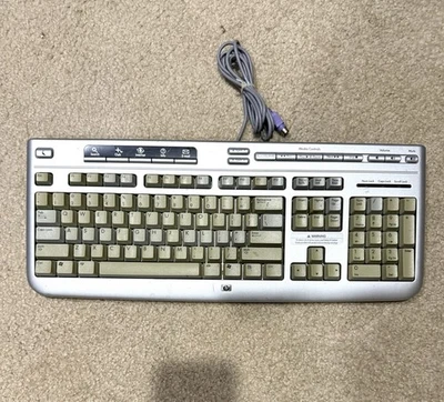 HP Wired PS/2 Multimedia Keyboard Silver Model 5187 Tested Working Retro Vintage - Image 1 of 4