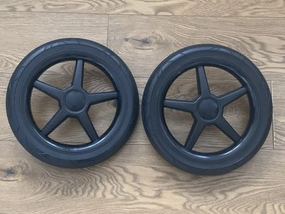 2x (Paar) Bugaboo Fox 1,2 &3 Schaumstoff Hinterräder: 2 Hinterreifen & Achsen schwarze Kappen - Bild 1 von 4