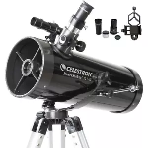 Celestron Powerseeker 127 AZ Reflector Telescope Kit + Phone adapter Moon #22040 - Picture 1 of 24