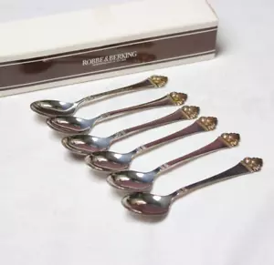 6 Stück Robbe & Berking Rosenmuster Kaffeelöffel 800er Silber ca. 11 cm - Bild 1 von 9