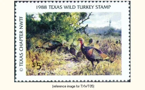 D2K NWTF Texas Wild Turkey Fed. Stamp 1988 $5 - Image 1 of 1