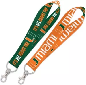 Miami Hurricanes 1" Key Strap Key Chain Keychain ID Lanyard USA SHIPPING - Picture 1 of 1