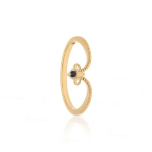 Anillo de regalo de cumpleaños diseño de corona de diamantes negros de oro 14K 0,02 quilates para ella - Imagen 1 de 6