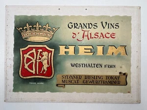Ancien Carton Publicitaire Grands Vins d'Alsace HEIM Westhalten Haut Rhin - Picture 1 of 3