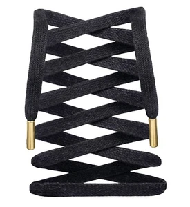 Premium Waxed Cotton Flat Shoelaces with Gold Tips for Sneakers and Boots - Picture 1 of 3