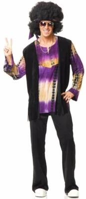 Groovin' Man Groovy 60's Hippie Woodstock Fancy Dress Up Halloween Adult Costume - Image 1 of 2