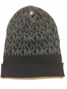 Michael Kors Ladies Winter Beanie/Hat Gray & Black With Smaller MK Logo 535351R - Picture 1 of 5