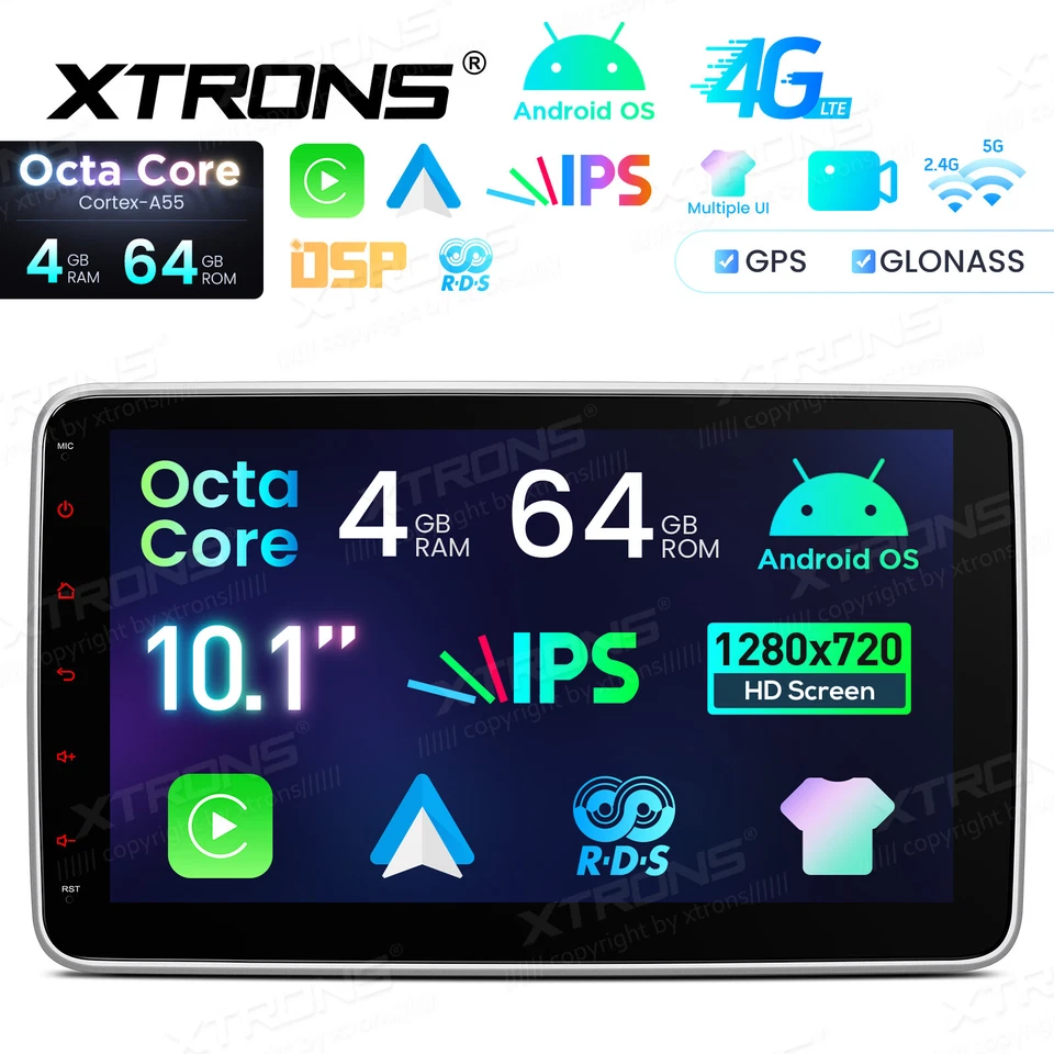 XTRONS 7" Android 14 Autoradio 2 DIN Universal Octa Core 2G 64G GPS Navi CarPlay