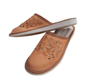 Women's slippers Mule genuine leather FOLK ETNO BOHO Mountain Style Hand-Made EU - Picture 1 of 7