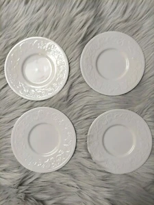 VTG Lot of 4 Farberware Alsace 4242 White Embossed Saucer 6-1/2" Discontinued  - Picture 1 of 3