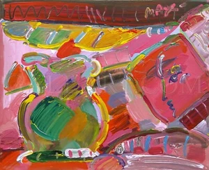 PETER MAX "STILL LIFE WITH PROFILE" 1988 | ORIGINAL PAINTING ON CANVAS | 16X20" - Picture 1 of 3