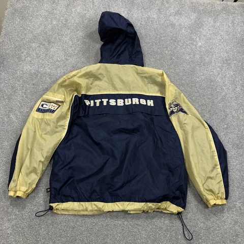 Vintage Pitt Panthers Jacket Men Large Blue Gold Full Zip Windbreaker Spell Out Cover