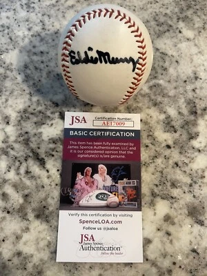 EDDIE MURRAY CECIL FIELDER DUAL Signed Autographed Baseball Ball JSA COA - Image 1 of 4