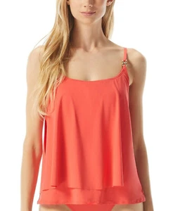 Michael Kors Women's Tiered Swimwear Tankini Top color Poppy Orange Size XS - Picture 1 of 3