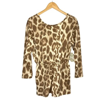 Mameluco Altar’d State Leopardo Manga Larga Mediano Crema Marrón Animal Pinta Bolsillos Foto 1 de 4
