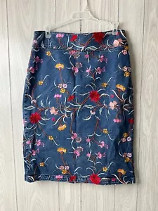 Anthropologie Maeve Jeansrock mit Blumenstickerei Größe 10 Damen - Bild 1 von 12