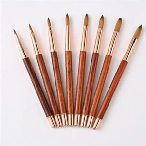 100% Kolinsky Acrylic Nail Brush Wood Handle With Rhinestone Size 2-16 CRIMPED - Picture 1 of 6