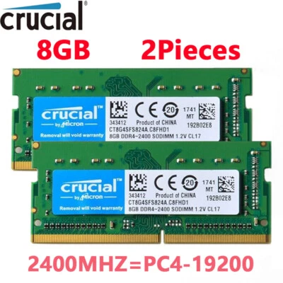 Crucial DDR4 16GB KIT 2 x 8GB 2400 MHz PC4-19200 SODIMM 260-Pin Laptop Memory  - Image 1 of 4