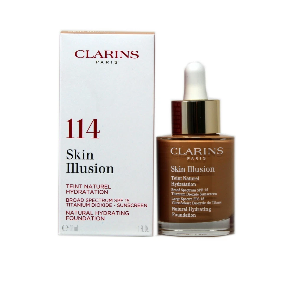 CLARINS SKIN ILLUSION SPF 15 NATURAL HYDRATING FOUNDATION 30ML #114-CAPPUCCINO - Image 1 of 1