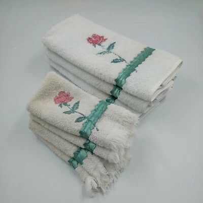 Juego de toallas vintage Avanti Look - algodón rosa blanco - Hecho en EE. UU. - 7 piezas Foto 1 de 4