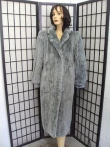 MINT BLUE / GRAY SHEARED BEAVER FUR COAT JACKET WOMEN WOMAN SIZE 6-8 small - Picture 1 of 1