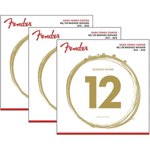 Fender Dura-Tone 880L Coated 80/20 Bronze Acoustic Guitar Strings, Light, 3-pack - Picture 1 of 1