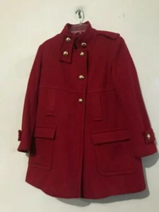 Via Spiga 100% Wool Size 8 Red Gold Buttons Coat Jacket Women Modern Stylish - Picture 1 of 10