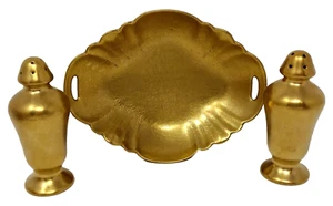 Pickard All Over Gold Encrusted Trinket Dish Salt Pepper Shaker Set Rose Daisy - Picture 1 of 13