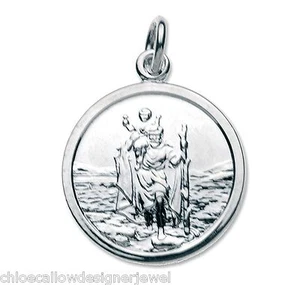 16mm Sterling Silver St Saint Christopher Pendant For Necklace & Gift Bag - Picture 1 of 1