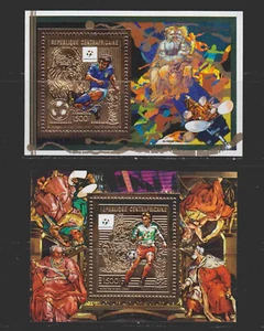 1990 FIFA World Cup ITALY SOCCER, LEONARDO DA VINCI GOLD FOLIO NH MI.BLK.483A-4A - Picture 1 of 1