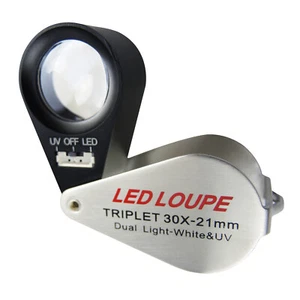 30x Magnification 21mm Jeweler Loupe Magnifier, 6 LED & UV Lights 21mm Lens - Picture 1 of 11