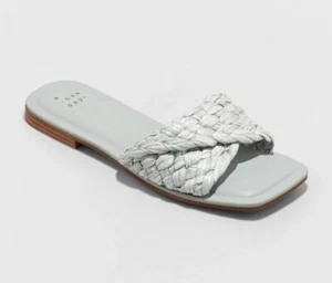 Nicolette Raffia Damen-Pantoletten Sandalen ─ ein neuer Tag blau 7 1/2 - Bild 1 von 4