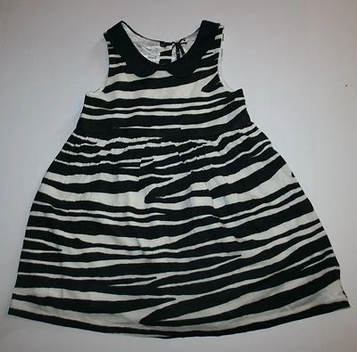 Nuevo Próximo Vestido Cuello Peter Pan Estampado Animal Cebra Negro Marfil Niñas 6 Años Reino Unido Foto 1 de 2