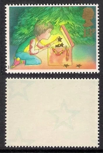 GB 1987 sg1375eu Christmas 13p star underprint booklet stamp MNH - Image 1 of 1