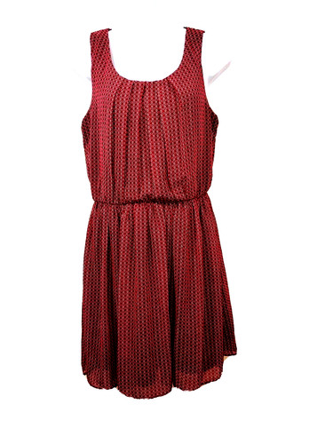 OFF WHITE Abito Juniors IZ Byer vita bassa taglia L senza maniche bordeaux marrone bianco sporco